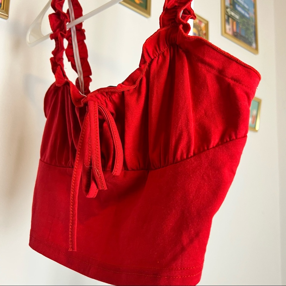 SHEIN Ruched Red Crop Top - Picture 6 of 10